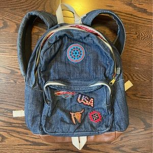Vintage Steve Madden Ripped Denim Backpack Unisex With Patch Work